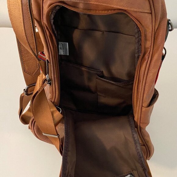FADEON Backpack Tablet Bag Purse Brown PU Leather Removable Shoulder Strap - Picture 8 of 9